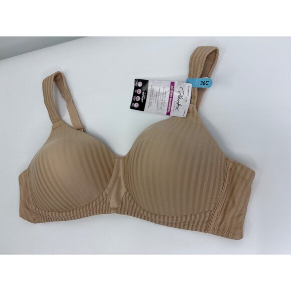 Playtex Secrets Perfectly Smooth Wireless Full Coverage Bra Beige Nude 36C NEW - Picture 3 of 5